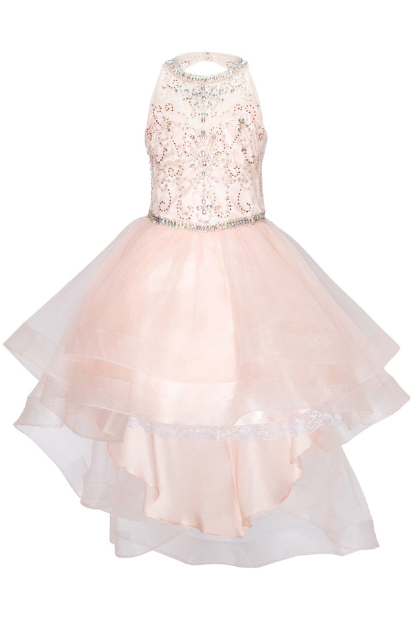 Cinderella Couture Girls Multi Color Crystal Pearl Halter Pageant Dress 4-16 - SophiasStyle.com